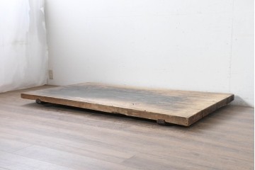 【簡易リペア限定品】　和製アンティーク　クルミの木(胡桃)　重厚!　古い豪農の土間で使われていた作業台の天板　(R-086544)