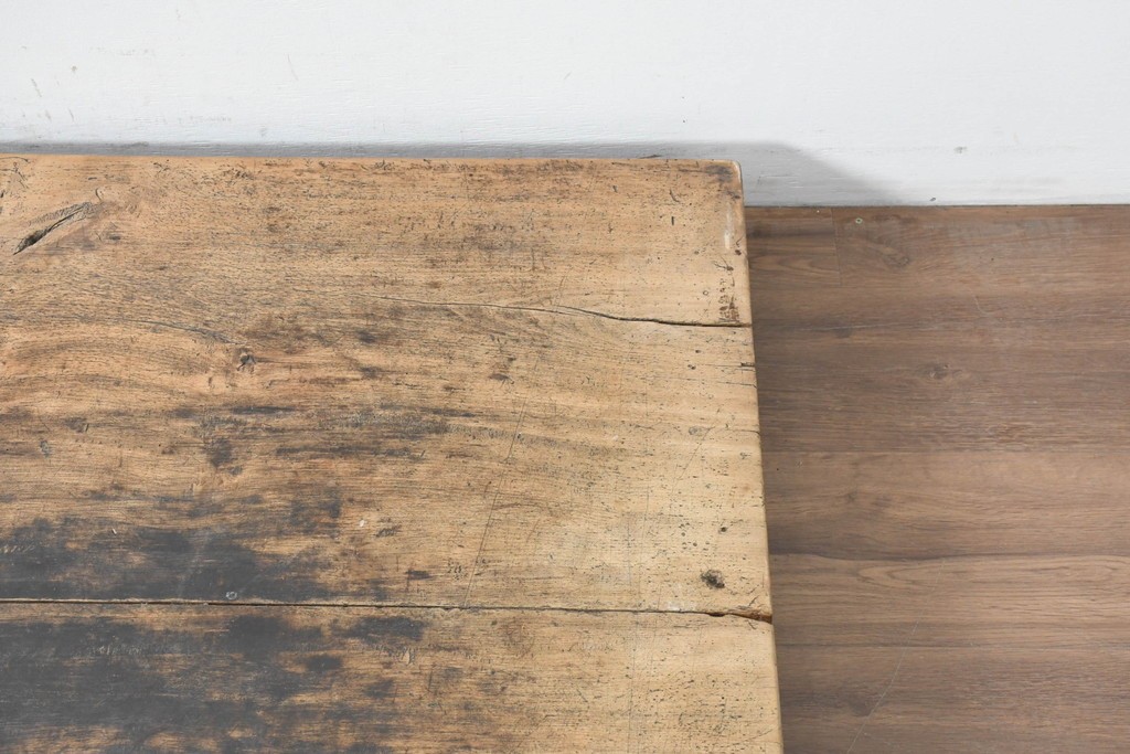 【簡易リペア限定品】　和製アンティーク　クルミの木(胡桃)　重厚!　古い豪農の土間で使われていた作業台の天板　(R-086544)