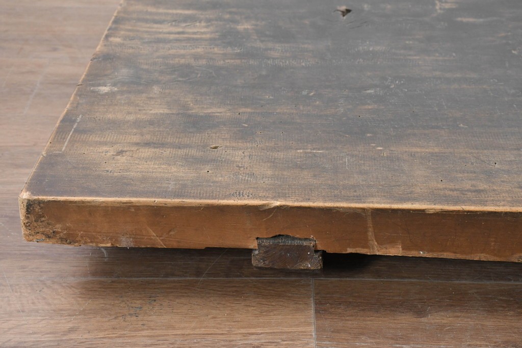 【簡易リペア限定品】　和製アンティーク　クルミの木(胡桃)　重厚!　古い豪農の土間で使われていた作業台の天板　(R-086544)