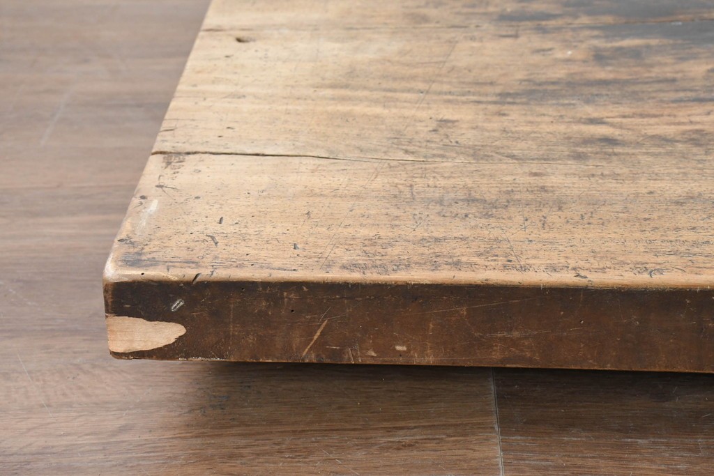 【簡易リペア限定品】　和製アンティーク　クルミの木(胡桃)　重厚!　古い豪農の土間で使われていた作業台の天板　(R-086544)