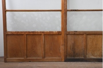 ヴィンテージ建具　昭和中期　モールガラスが趣深いガラス窓3枚セット　(R-086549)