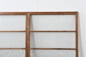 ヴィンテージ建具　昭和中期　モールガラスが趣深いガラス窓3枚セット　(R-086549)