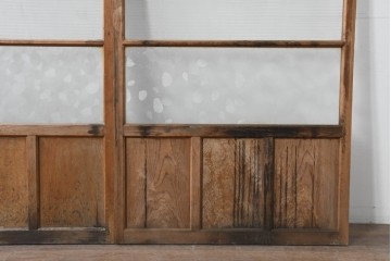 ヴィンテージ建具　昭和中期　モールガラスが趣深いガラス窓3枚セット　(R-086549)