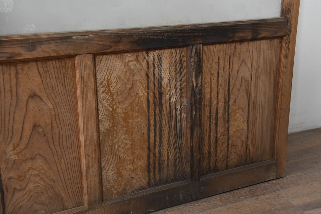 ヴィンテージ建具　昭和中期　モールガラスが趣深いガラス窓3枚セット　(R-086549)