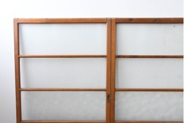 ヴィンテージ建具　昭和中期　モールガラスが趣深いガラス窓3枚セット　(R-086549)