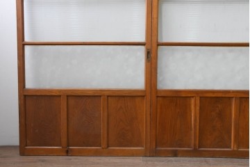 ヴィンテージ建具　昭和中期　モールガラスが趣深いガラス窓3枚セット　(R-086549)