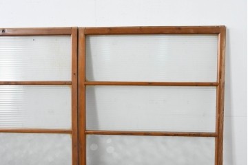 ヴィンテージ建具　昭和中期　モールガラスが趣深いガラス窓3枚セット　(R-086549)