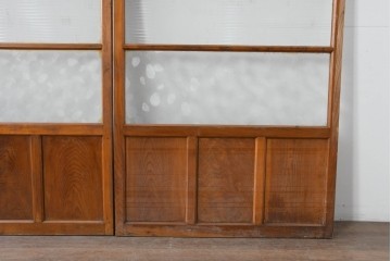 ヴィンテージ建具　昭和中期　モールガラスが趣深いガラス窓3枚セット　(R-086549)