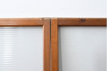 ヴィンテージ建具　昭和中期　モールガラスが趣深いガラス窓3枚セット　(R-086549)