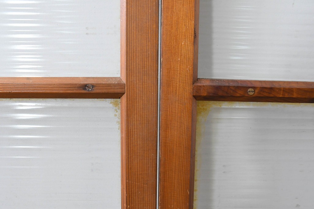 ヴィンテージ建具　昭和中期　モールガラスが趣深いガラス窓3枚セット　(R-086549)