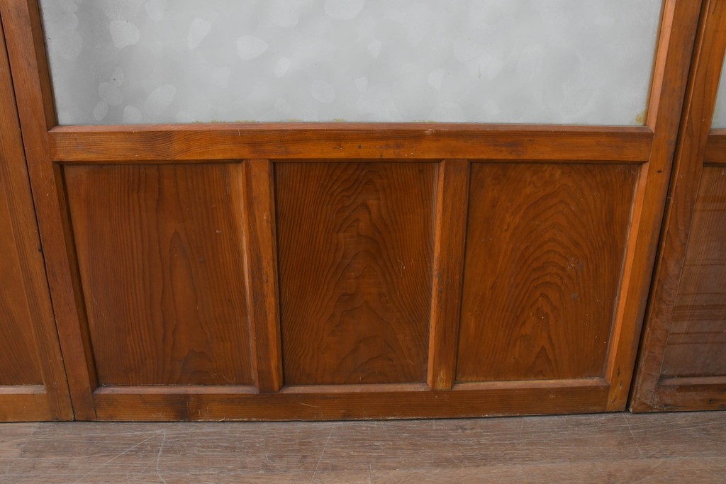 ヴィンテージ建具　昭和中期　モールガラスが趣深いガラス窓3枚セット　(R-086549)