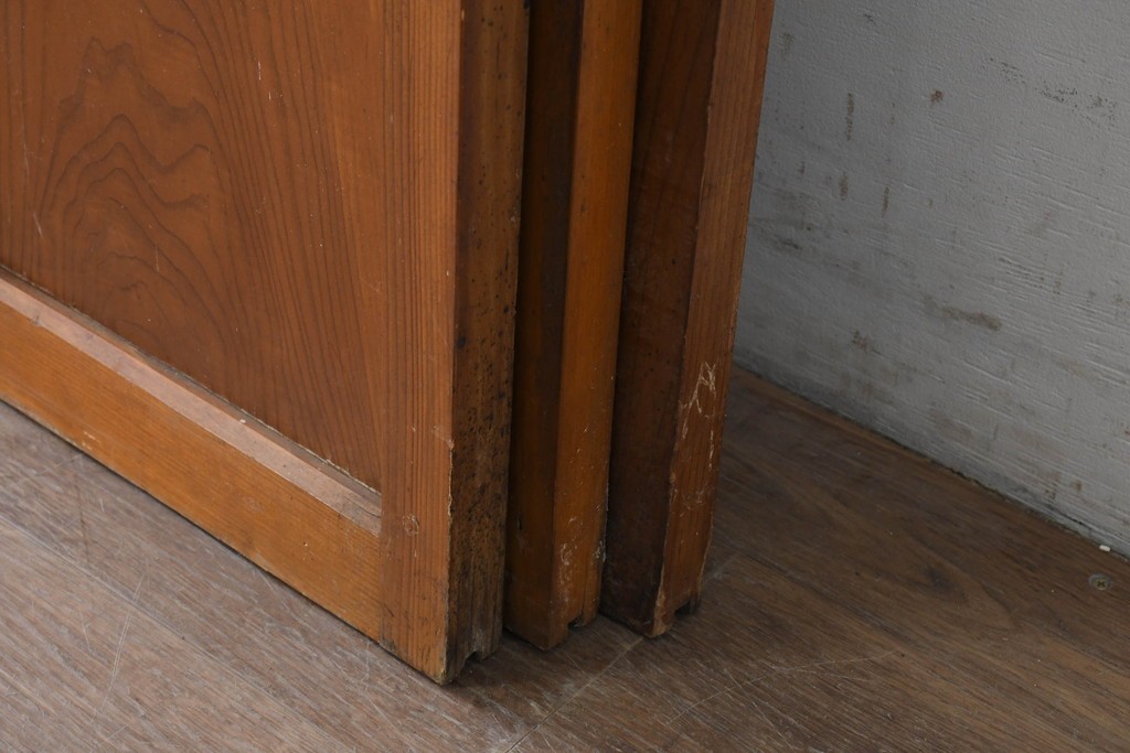 ヴィンテージ建具　昭和中期　モールガラスが趣深いガラス窓3枚セット　(R-086549)