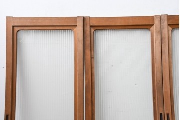 ヴィンテージ建具　昭和中期　木味豊かなモールガラス入りの窓4枚セット　(R-086550)