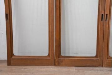 ヴィンテージ建具　昭和中期　木味豊かなモールガラス入りの窓4枚セット　(R-086550)