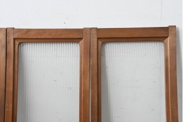 ヴィンテージ建具　昭和中期　木味豊かなモールガラス入りの窓4枚セット　(R-086550)