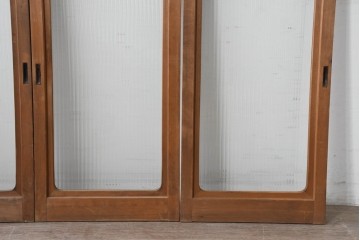 ヴィンテージ建具　昭和中期　木味豊かなモールガラス入りの窓4枚セット　(R-086550)