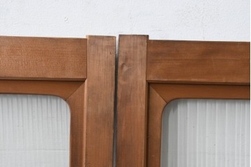 ヴィンテージ建具　昭和中期　木味豊かなモールガラス入りの窓4枚セット　(R-086550)