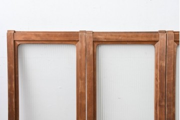 ヴィンテージ建具　昭和中期　木味豊かなモールガラス入りの窓4枚セット　(R-086550)