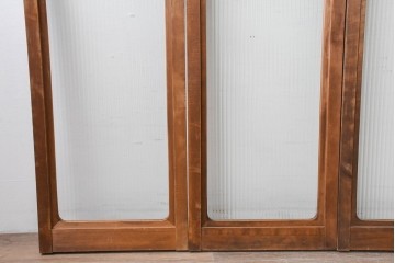 ヴィンテージ建具　昭和中期　木味豊かなモールガラス入りの窓4枚セット　(R-086550)