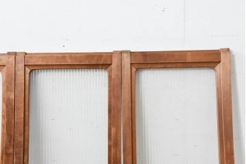ヴィンテージ建具　昭和中期　木味豊かなモールガラス入りの窓4枚セット　(R-086550)