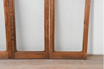 ヴィンテージ建具　昭和中期　木味豊かなモールガラス入りの窓4枚セット　(R-086550)