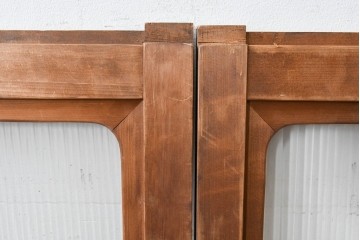 ヴィンテージ建具　昭和中期　木味豊かなモールガラス入りの窓4枚セット　(R-086550)