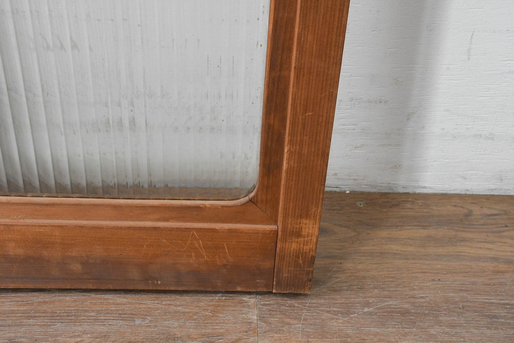 ヴィンテージ建具　昭和中期　木味豊かなモールガラス入りの窓4枚セット　(R-086550)