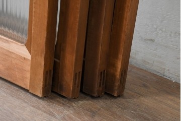 ヴィンテージ建具　昭和中期　木味豊かなモールガラス入りの窓4枚セット　(R-086550)