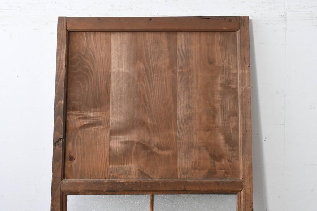 アンティーク建具　大正期　木のあたたかみとレトロなガラスが魅力の扉1枚　(R-086552)