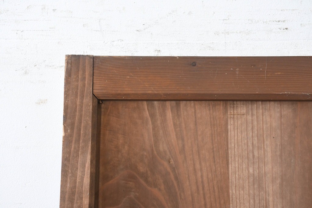 アンティーク建具　大正期　木のあたたかみとレトロなガラスが魅力の扉1枚　(R-086552)