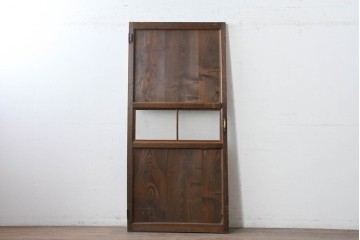 アンティーク建具　大正期　木のあたたかみとレトロなガラスが魅力の扉1枚　(R-086552)