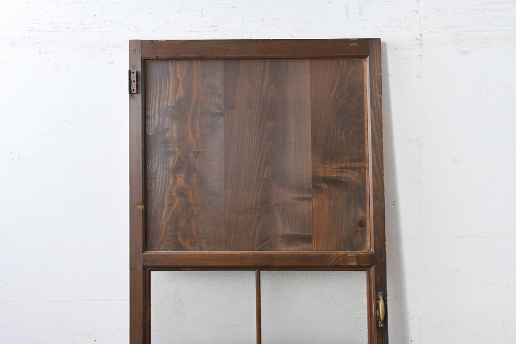アンティーク建具　大正期　木のあたたかみとレトロなガラスが魅力の扉1枚　(R-086552)