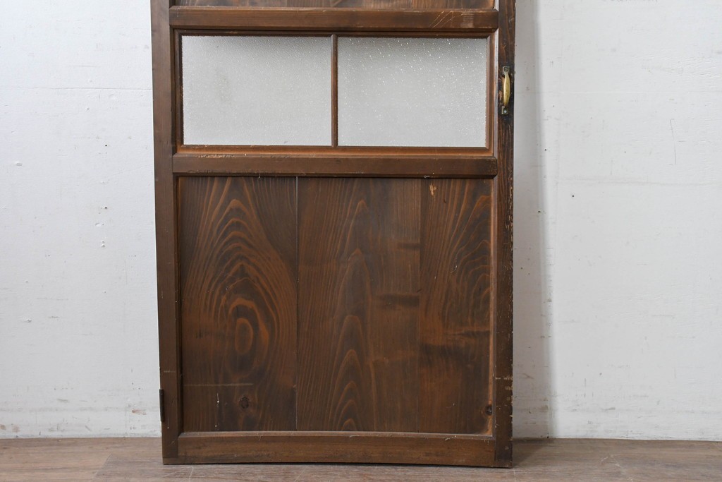 アンティーク建具　大正期　木のあたたかみとレトロなガラスが魅力の扉1枚　(R-086552)