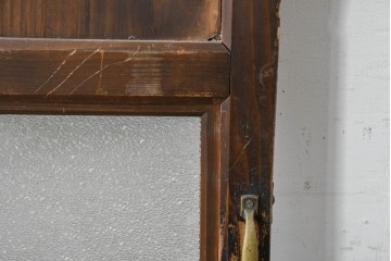 アンティーク建具　大正期　木のあたたかみとレトロなガラスが魅力の扉1枚　(R-086552)