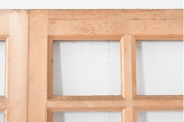 ヴィンテージ建具　未使用長期在庫品建具　昭和後期　明るい木色のフレームのシンプルな扉2枚セット　(R-086554)