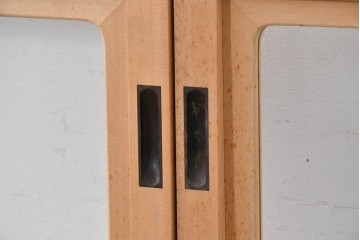 ヴィンテージ建具　昭和後期　上品な桟組みが引き立つ幅狭タイプの雪見障子戸4枚セット　(R-086557)