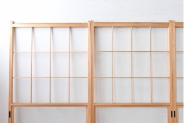 ヴィンテージ建具　昭和後期　上品な桟組みが引き立つ雪見障子戸4枚セット　(R-086560)