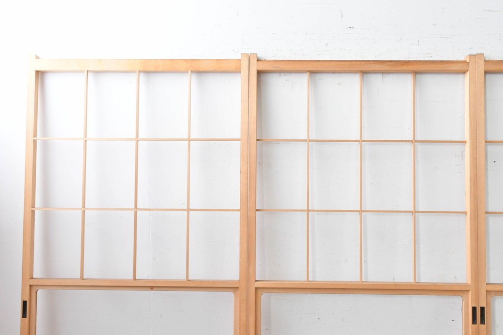 ヴィンテージ建具　昭和後期　上品な桟組みが引き立つ雪見障子戸4枚セット　(R-086560)