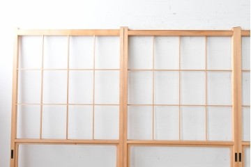ヴィンテージ建具　昭和後期　上品な桟組みが引き立つ雪見障子戸4枚セット　(R-086560)