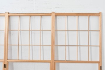 ヴィンテージ建具　昭和後期　上品な桟組みが引き立つ雪見障子戸4枚セット　(R-086560)