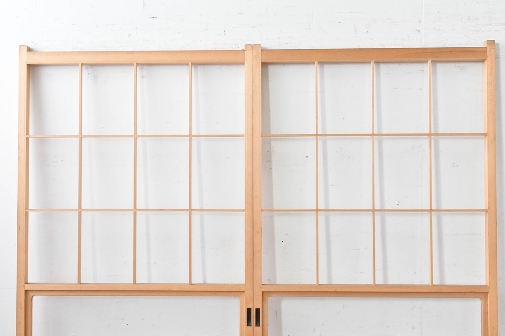 ヴィンテージ建具　昭和後期　上品な桟組みが引き立つ雪見障子戸2枚セット　(R-086561)