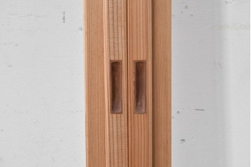 ヴィンテージ建具　昭和後期　上品な桟組みが引き立つ雪見障子戸2枚セット　(R-086563)