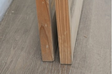 ヴィンテージ建具　昭和後期　上品な桟組みが引き立つ雪見障子戸2枚セット　(R-086563)