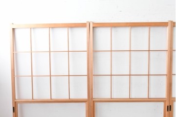 ヴィンテージ建具　昭和後期　上品な桟組みが引き立つ雪見障子戸4枚セット　(R-086564)
