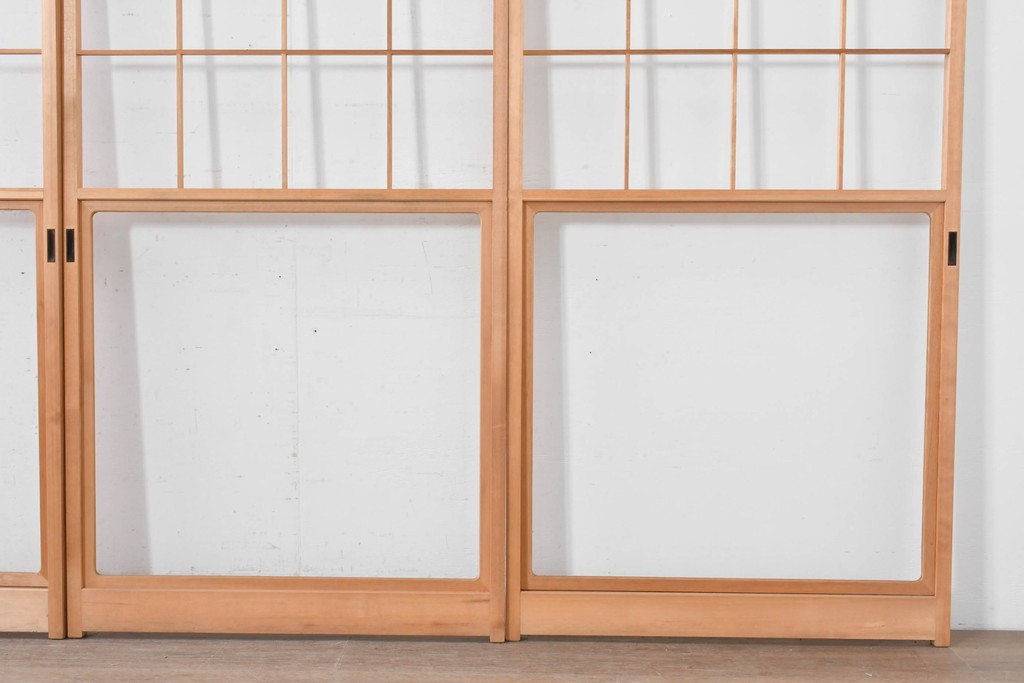 ヴィンテージ建具　昭和後期　上品な桟組みが引き立つ雪見障子戸4枚セット　(R-086564)