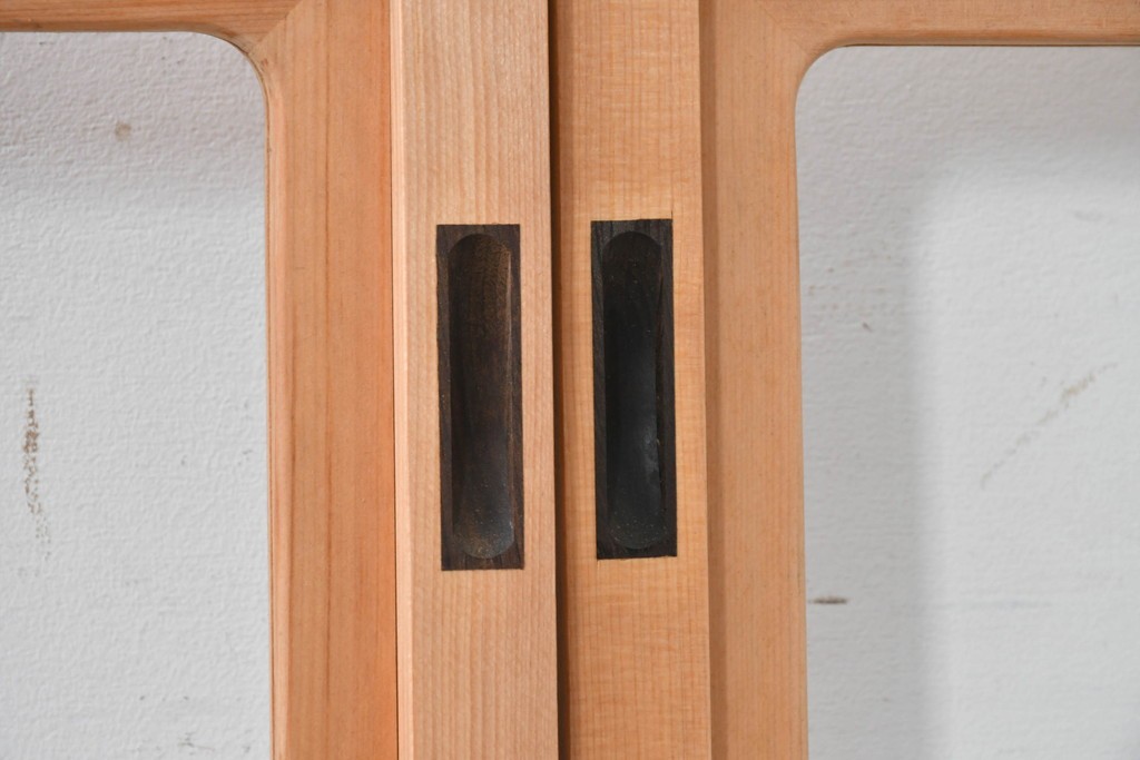 ヴィンテージ建具　昭和後期　上品な桟組みが引き立つ雪見障子戸4枚セット　(R-086564)