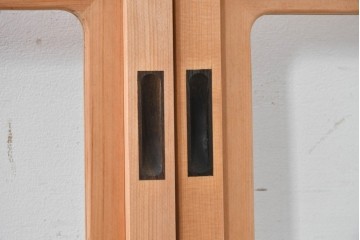 ヴィンテージ建具　昭和後期　上品な桟組みが引き立つ雪見障子戸4枚セット　(R-086564)