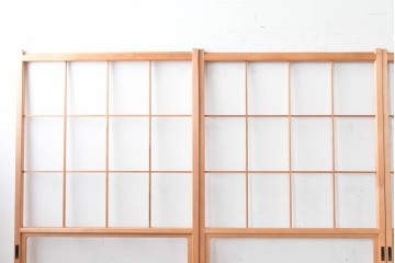 ヴィンテージ建具　昭和後期　上品な桟組みが引き立つ雪見障子戸4枚セット　(R-086564)