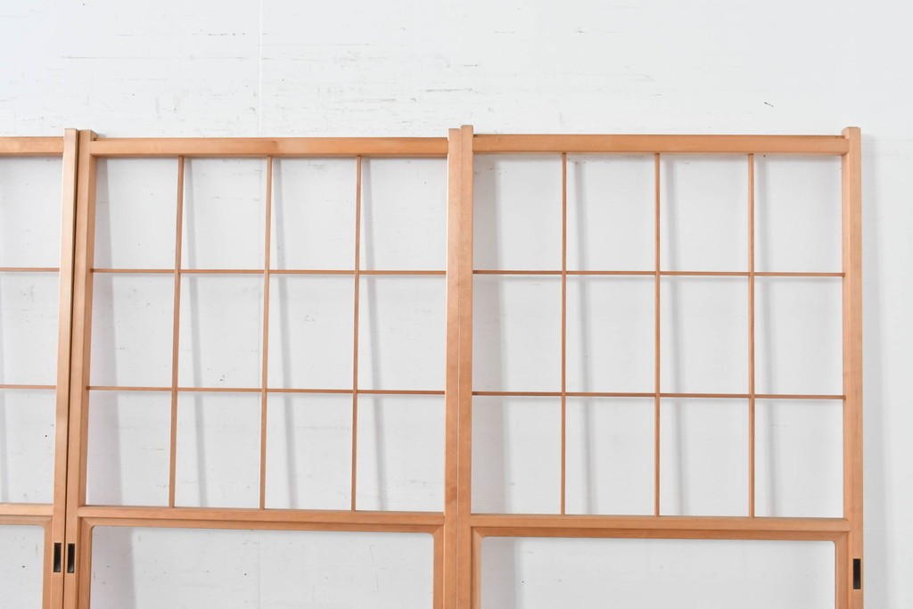 ヴィンテージ建具　昭和後期　上品な桟組みが引き立つ雪見障子戸4枚セット　(R-086564)