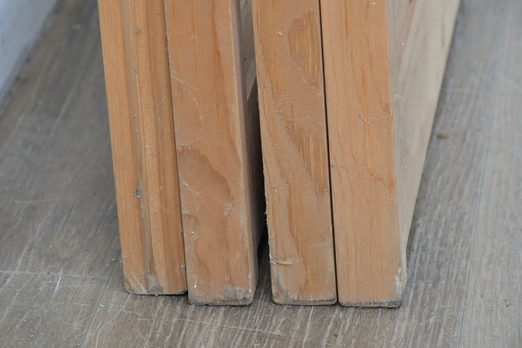 ヴィンテージ建具　昭和後期　上品な桟組みが引き立つ雪見障子戸4枚セット　(R-086564)